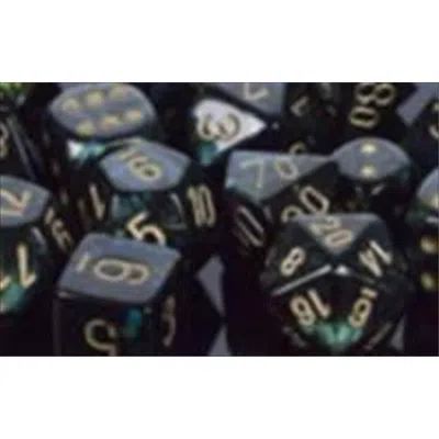 Chessex Manufacturing 27415 Jade Scarab With Gold Numbering Dice Set Of 7