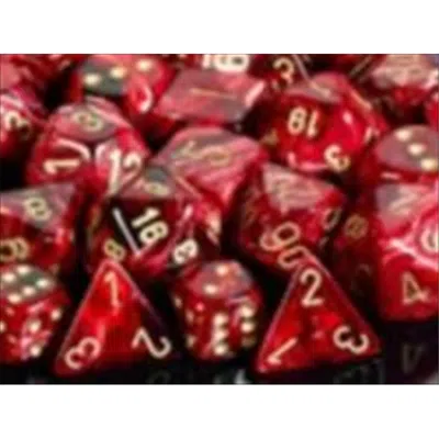 Chessex Manufacturing 27434 Vortex Bugundy With Gold Numbers Dice Set Of 7