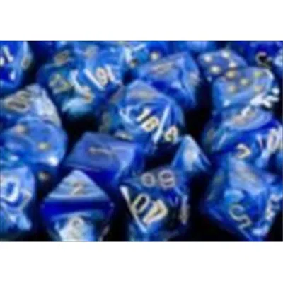 Chessex Manufacturing 27436 Vortex Blue With Gold Numbers Dice Set Of 7