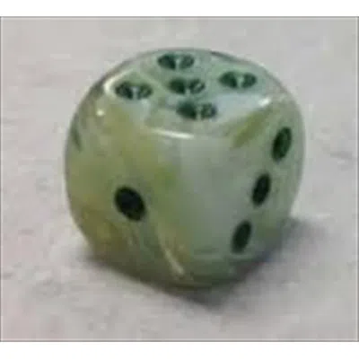 Chessex Manufacturing 27609 16 Mm Marble Green With Dark Green Numbers D6 Dice Set Of 12