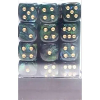 Chessex Manufacturing 27815 12 Mm Scarab Jade With Gold Numbers D6 Dice Set Of 36