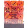 Chessex Manufacturing 27833 12 Mm Vortex Orange With Black Numbering D6 Dice Set Of 36