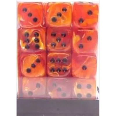 Chessex Manufacturing 27833 12 Mm Vortex Orange With Black Numbering D6 Dice Set Of 36