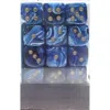 Chessex Manufacturing 27836 12 Mm Vortex Blue With Gold Numbers D6 Dice Set Of 36