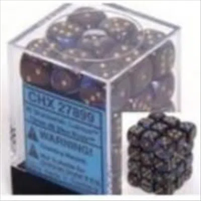 Chessex Manufacturing 27899 12 Mm Lustrous Shadow With Gold Numbers D6 Dice Set Of 36