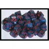 Chessex Manufacturing Black & Starlight Blue Cube Gemini No.7 Dice, Red Numbers - Set Of 7