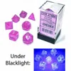 Chessex Manufacturing Cube Borealis Luminary Dice, Pink With Silver Pips - Set Of 7