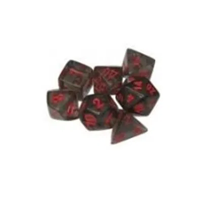 Chessex Manufacturing Cube Polyhedral Die Translucent Smoke & Red - Set Of 7