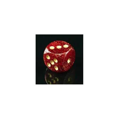 Chessex Manufacturing Glitter Polyhedral 16 Mm D6 Dice Set, Ruby & Gold In Red