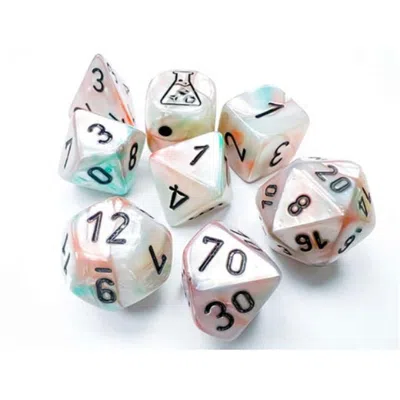Chessex Manufacturing Lustrous Luminary Tube Lab Dice - Sea Shell & Black - Set Of 7