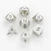 Chessex Manufacturing Metal Dice With Black Numbers - Silver, Set Of 7