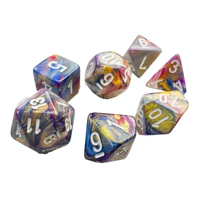 Chessex Manufacturing Mini Festive Carousel & White Dice Set - Set Of 7