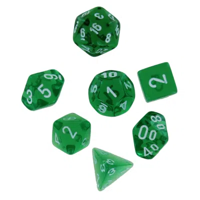 Chessex Manufacturing Mini Translucent Green & White Dice Set - Set Of 7