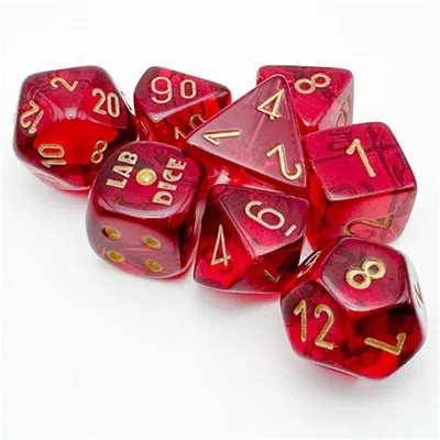 Chessex Manufacturing Translucent Crimson & Gold Dice Set - Set Of 7
