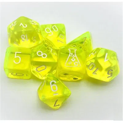 Chessex Manufacturing Translucent Neon Yellow & White Dice Set - Set Of 7