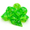 Chessex Manufacturing Translucent Rad Green & White Dice Set - Set Of 7