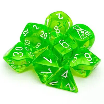 Chessex Manufacturing Translucent Rad Green & White Dice Set - Set Of 7