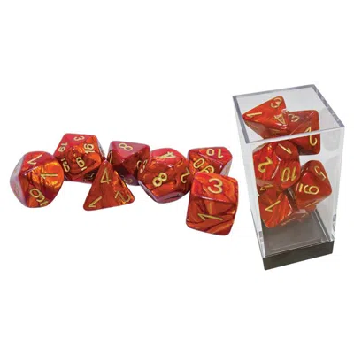 Chessex Mega Hedrals Scarab Dice Bags Scarlet & Gold - Set Of 7