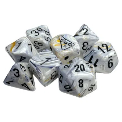 Chessex Tube Lab Marble Dice Calcite & Black - Set Of 7