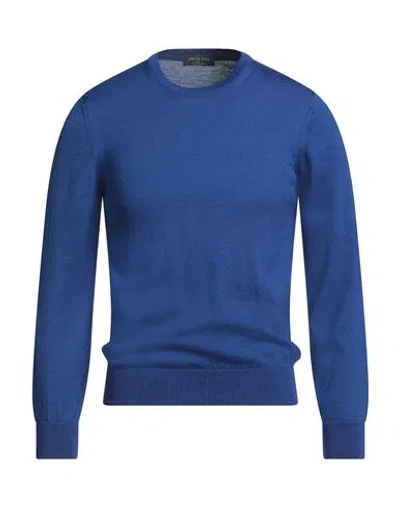 Chester Taylor London Man Sweater Bright Blue Size 44 Merino Wool