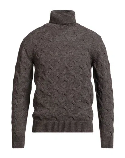 Chester Taylor London Man Turtleneck Dark Brown Size 38 Acrylic, Alpaca Wool, Wool, Viscose