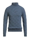 Chester Taylor London Man Turtleneck Slate Blue Size 44 Acrylic, Alpaca Wool, Wool, Viscose In Blue