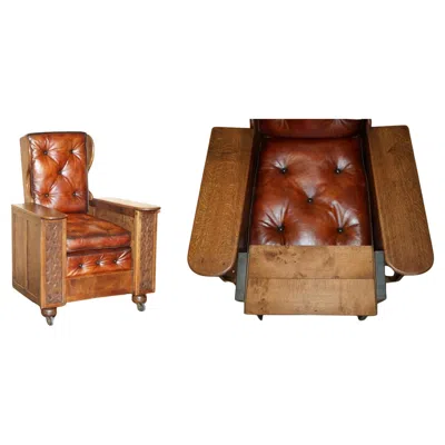 Pre-owned Chesterfield 1920's American Prohibition Hidden Storage Drinks Cabinet  Armchair In Brown