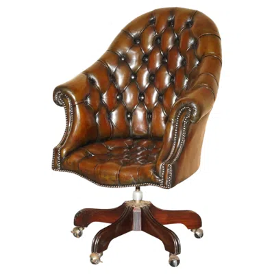 Pre-owned Chesterfield Antique Restored Heritage Brown Leather  Directors Captains Armchair