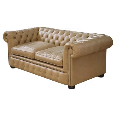 Pre-owned Chesterfield Canap�  En Cuir Beige Fabriqu� � La Main En Angleterre In Brown