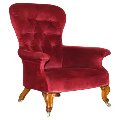 Pre-owned Chesterfield Exquisite Antique William Iv 1830  Tufted Walnut Library Armchair In Brown
