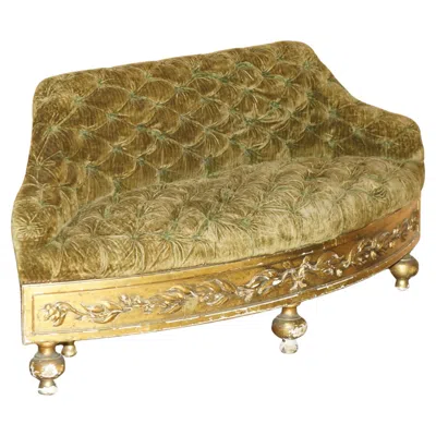 Pre-owned Chesterfield Fine Antique Georgian Circa 1780 Giltwood  Window Settee Salon Sofa In Brown