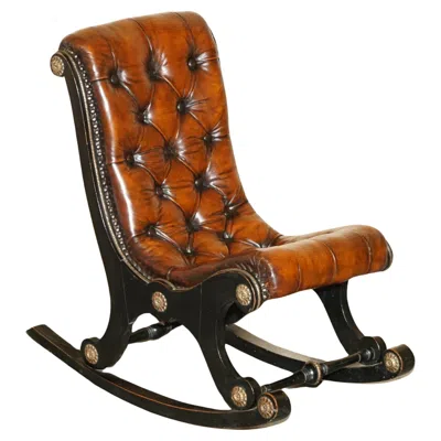 Pre-owned Chesterfield Fully Restored Antique Victorian Aesthetic Movement  Rocking Chair In Brown