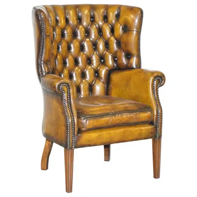 Pre-owned Chesterfield Fully Restored Vintage  Porters Wingback Armchair Brown Leather