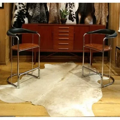 Chesterfield Leather Large Brazilian Cowhide Champagne Area Rug