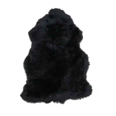 Chesterfield Leather Sheepskin Black Area Rug
