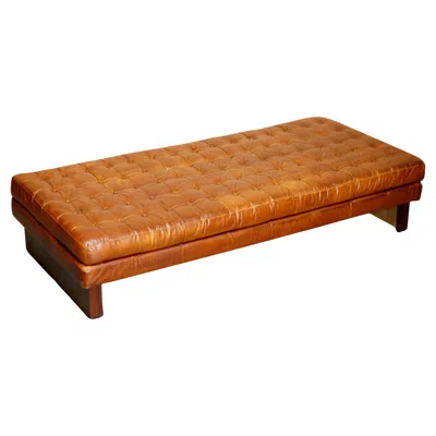 Pre-owned Chesterfield Legacy Brown Leather Knoll Studio Barcelona Style Daybed Footstool