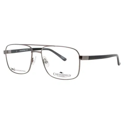 Chesterfield Men's Gunmetal Rectangular Eyeglass Frames Ch-90xl In Transparent