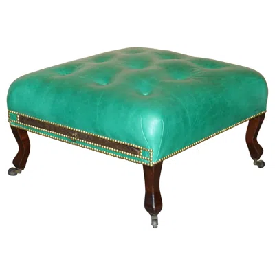 Pre-owned Chesterfield Rare Antique Georgian 1760  Leather Footstool With Slip Serving Tray In Brown