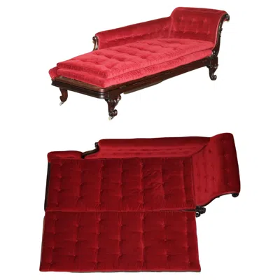 Pre-owned Chesterfield Rare Antique William Iv Circa 1830 Hardwood  Extending Chaise Lounge In Brown