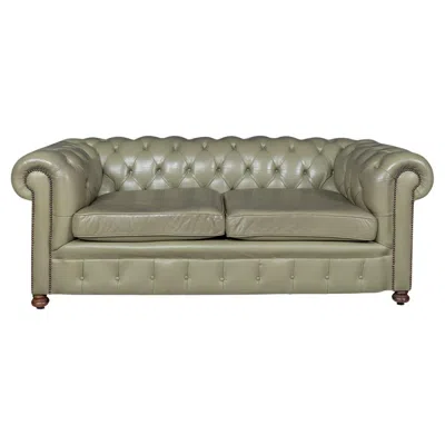 Pre-owned Chesterfield Stunning 20th Century English Olive Green Leather  Sofa