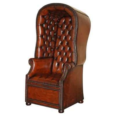 Pre-owned Chesterfield Stunning Vintage Hand Dyed Brown Leather  Tufted Porters Armchair