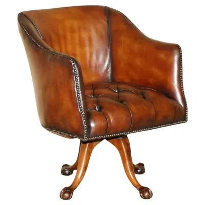 Pre-owned Chesterfield Survivor Of 1940 German Air Raid Restored Victorian  Captains Chair In Brown