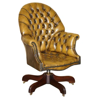 Pre-owned Chesterfield Vintage Aged Brown Leather Godfather Director's Captains  Armchair
