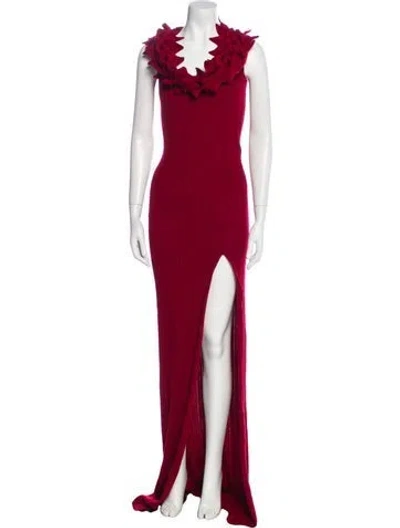 Pre-owned Chet Lo Merino Wool Long Dress In Red