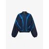 Chet Lo X C4c X Pull And Bear X C4c X Pull And Bear Womens Black/blue Pull & Bear X Chet Lo Striped Textured Woven Jacket In Black/blue