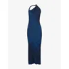 Chet Lo X C4c X Pull And Bear X C4c X Pull And Bear Womens Blue Pull & Bear X Chet Lo Asymmetrical Sleeveless Ribbed-knit Maxi Dre In Blue