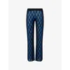Chet Lo X C4c X Pull And Bear X C4c X Pull And Bear Womens Blue Pull&bear X Chet Lo Flared-leg Knitted Trousers In Blue