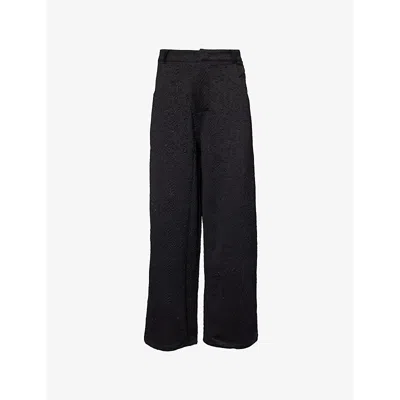 Chet Lo X C4c X Pull And Bear X C4c X Pull And Bear Womens Black Chet Lo X C4c X Pull & Bear  Wide-leg Textured Woven Trousers