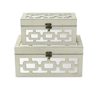 Cheungs 2 Piece Distressed Treasure Box Set In White