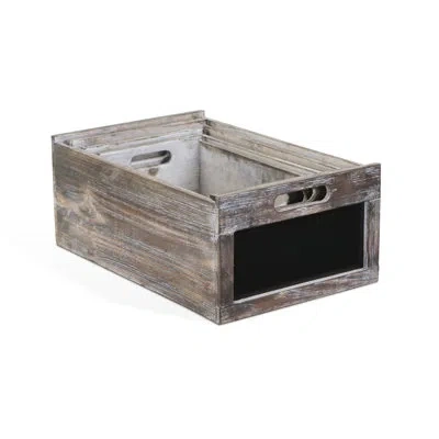 Cheungs 4 Piece Wood Crate Chalkboard Set In Brown